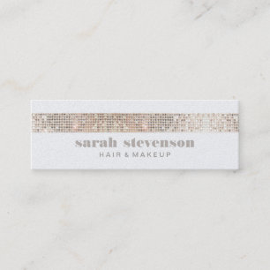 Cute Girly & Modern Sparkly Silver FAUX Sequins Mini Business Card