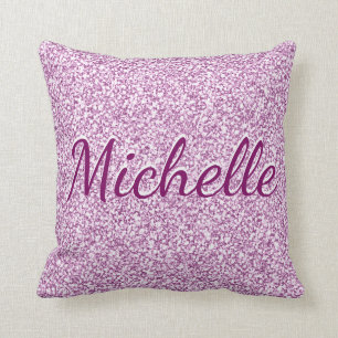 Cute Girly Monogram Pink Sparkle Throw Pillow