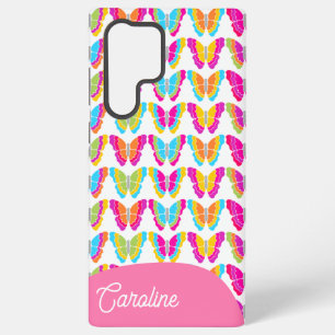 Cute Girly Multicolor Rainbow Butterflies Name Samsung Galaxy Case