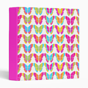 Cute Girly Multicolor Rainbow Butterfly Pattern  Binder
