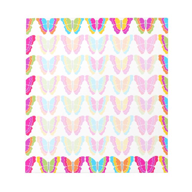 Cute Girly Multicolor Rainbow Butterfly Pattern  Notepad (Front)