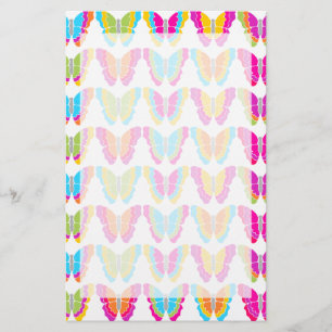 Cute Girly Multicolor Rainbow Butterfly Pattern  Stationery