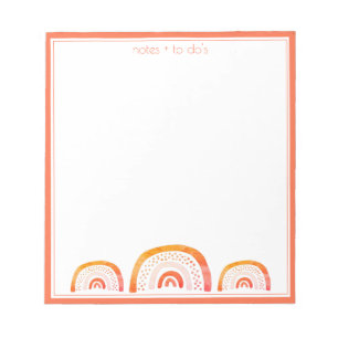 Cute Girly Orange Watercolor Rainbow Personalized Notepad