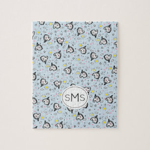 Cute Girly Pastel Blue Unicorn Pattern Monogram Jigsaw Puzzle