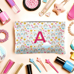 Cute girly  pastel pattern monogram accessory pouch