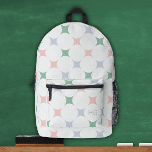 Cute Girly Pastel Pink and Green Monogram Initials Printed Backpack