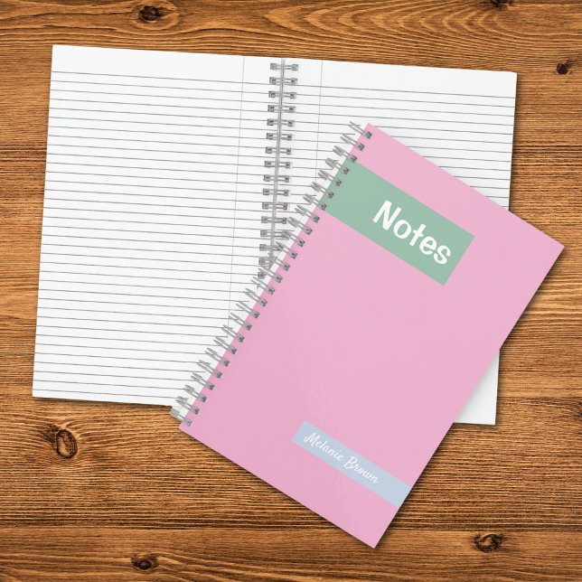 Cute Girly Pastel Pink Monogrammed Full Name Notes Notebook (Creator Uploaded)