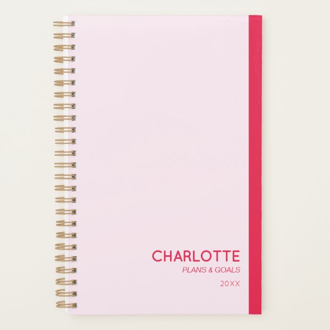 Cute Girly Pastel Pink Personalized Planner (Front)