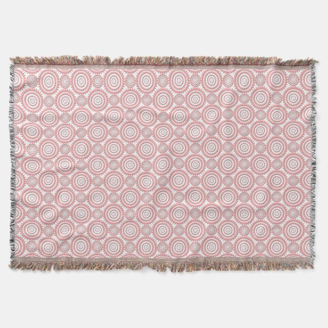 Cute Girly Pattern Pink and White Geometric Circle Throw Blanket (Front)
