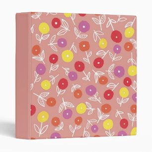 Cute Girly Peach Floral Ditsy Pattern Binder