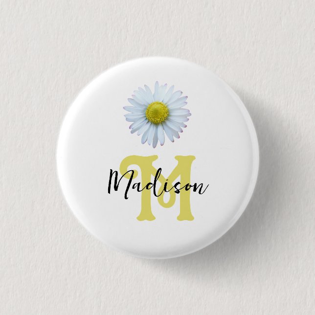 Cute Girly personalized Monogram  1 Inch Round Button (Front)