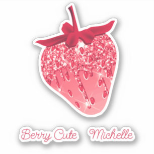 Cute Girly Pink Aesthetic Glitter Strawberry Name