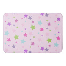 Cute girly pink Bath Mat, stars