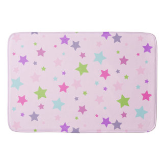 Cute girly pink Bath Mat, stars Bath Mat