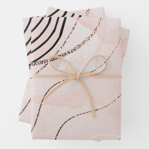 Cute Girly Pink Bohemian Rose Gold Design Wrapping Paper Sheet