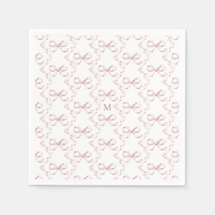 Cute Girly Pink Bow Monogram Napkin