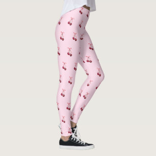Cute Girly Pink Bows and Cherries Leggings