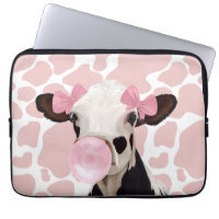 Cute Girly Pink Bubblegum Blowing Cow