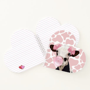 Cute Girly Pink Bubblegum Blowing Cow Notebook
