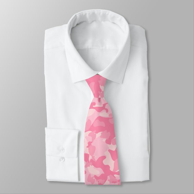 Cute Girly Pink Camo Print Tie (Tied)