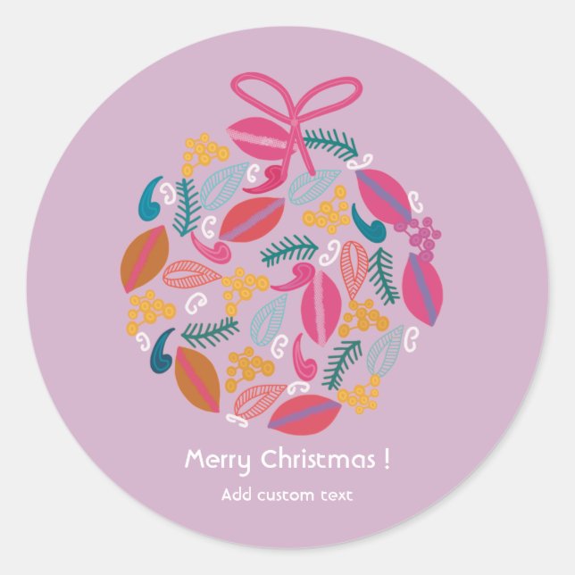 cute girly pink christmas customized   classic round sticker (Front)