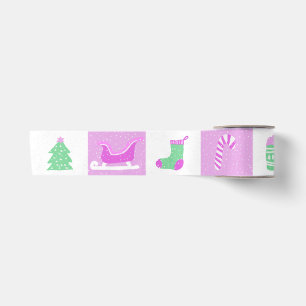 Cute Girly Pink Christmas Layout Satin Ribbon
