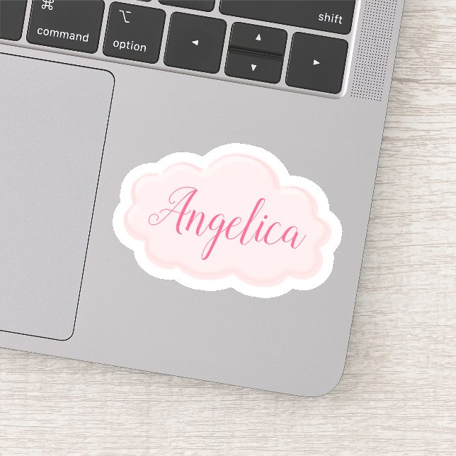 Cute Girly Pink Cloud Illustration Add Custom Name (Detail)