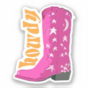 Cute Girly Pink Cowgirl boot Howdy