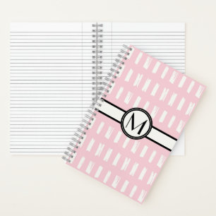 Cute Girly Pink & Cream Pattern Monogram  Notebook