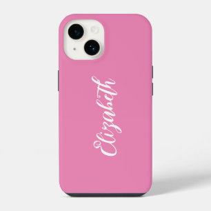 Cute Girly Pink Customizable Name Personal Name iPhone 14 Case