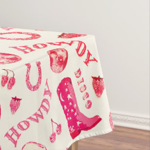 Cute Girly Pink Disco Cowgirl Aesthetic Tablecloth