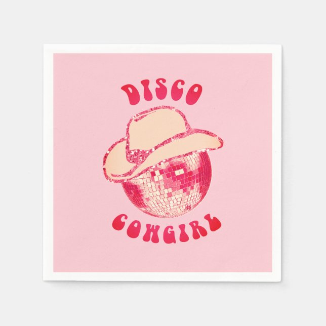 Cute Girly Pink Disco Cowgirl Glitter  Napkin (Front)