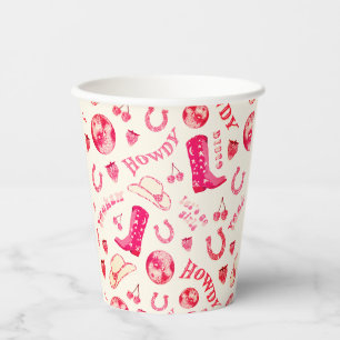 Cute Girly Pink Disco Cowgirl Paper Cups