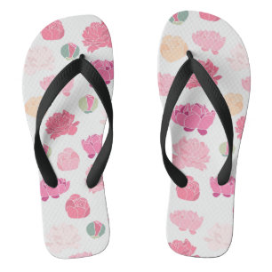 Cute Girly Pink Floral Flip Flops