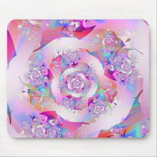 Cute Girly Pink Floral Vector Rose Mouse Pad