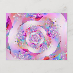 Cute Girly Pink Floral Vector Rose Postcard