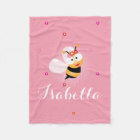Cute Girly Pink Flower Girl Baby Bee Cartoon