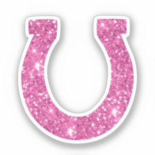 Cute Girly Pink Glitter Horseshoe
