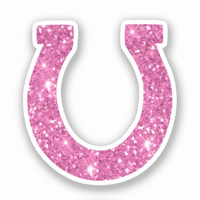Cute Girly Pink Glitter Horseshoe (Front)