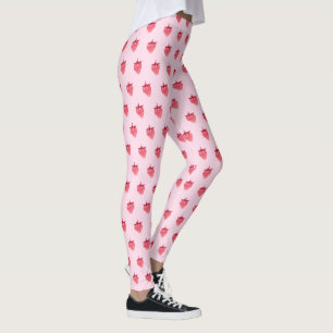 Cute Girly Pink Glitter Strawberry Leggings