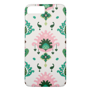 Cute girly pink green ikat tribal patterns iPhone 8 plus/7 plus case