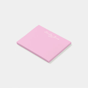 Cute Girly Pink Handwritten Script Name Custom Post-it Notes