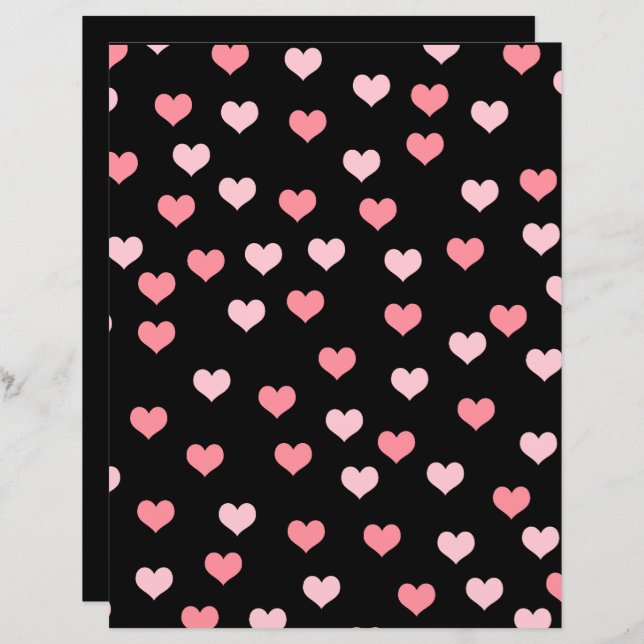 Cute Girly Pink Hearts Pattern Scrapbook Paper (Front/Back)