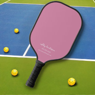 Cute Girly Pink Monogram Name + Contact Info Pickleball Paddle