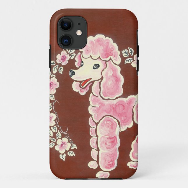 Cute Girly Pink Poodle Dog Case-Mate iPhone Case (Back)