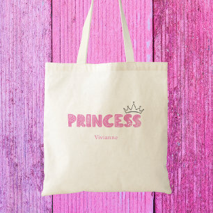 Cute Girly Pink Princess Kids Tote Bag