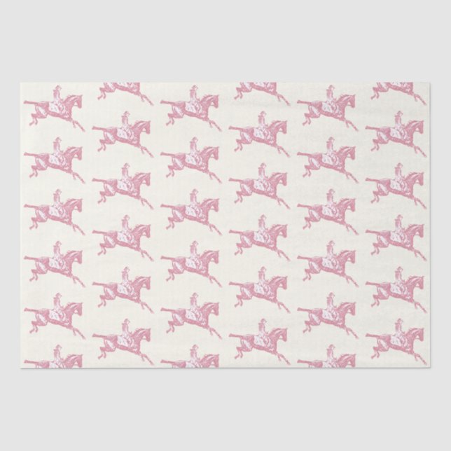 Cute Girly Pink Rose Gold Horseback Riding Tissue Paper (Front)