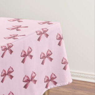 Cute Girly Pink Satin Aesthetic Bow Pattern Tablecloth