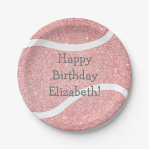 cute girly pink tennis birthday party paper plate