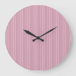 Cute Girly Pink Vertical Stripes Pattern Large Clock